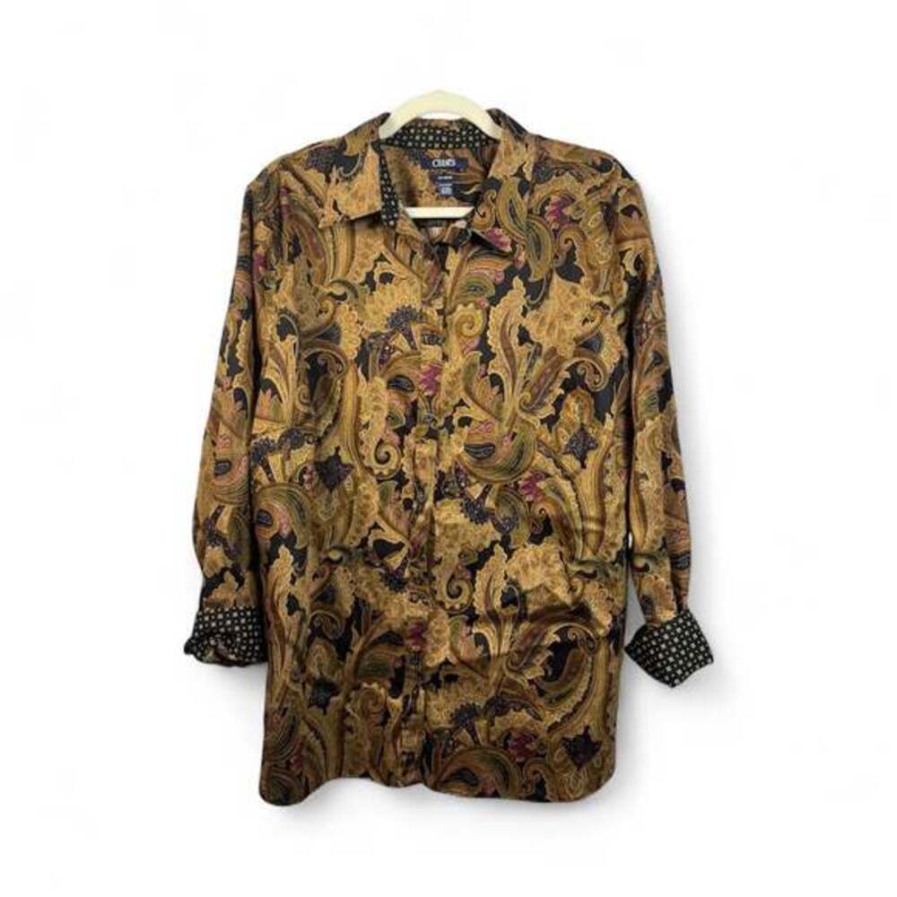 Chaps No Iron Paisley Button Down Shirt Size XXL